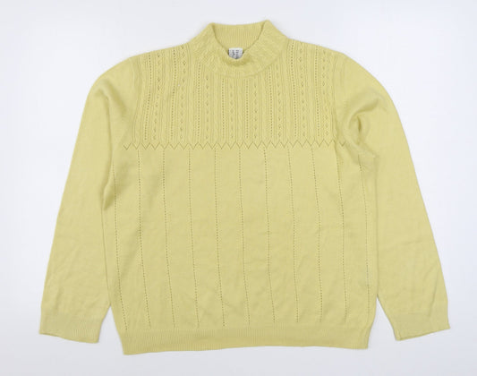 Preworn Womens Yellow Round Neck  Acrylic Pullover Jumper Size 14