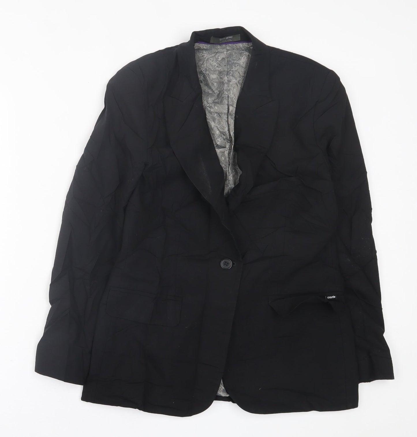 Simon Jersey Womens Black   Jacket Blazer Size 10  Button
