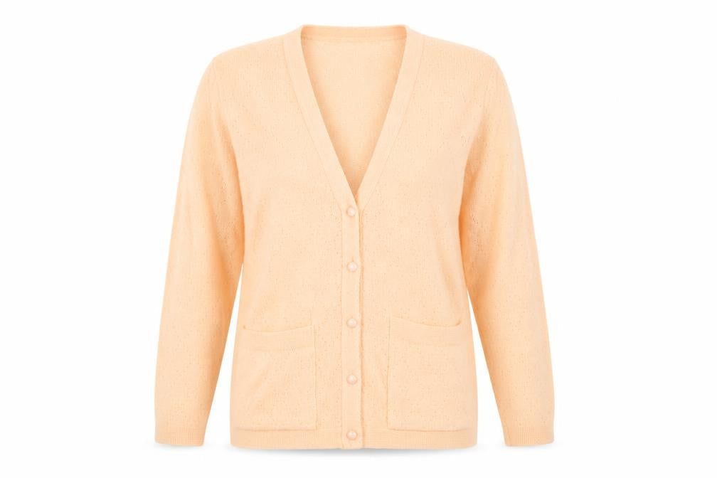 Accolade Womens Pink V-Neck Argyle/Diamond Acrylic Cardigan Jumper Size 12