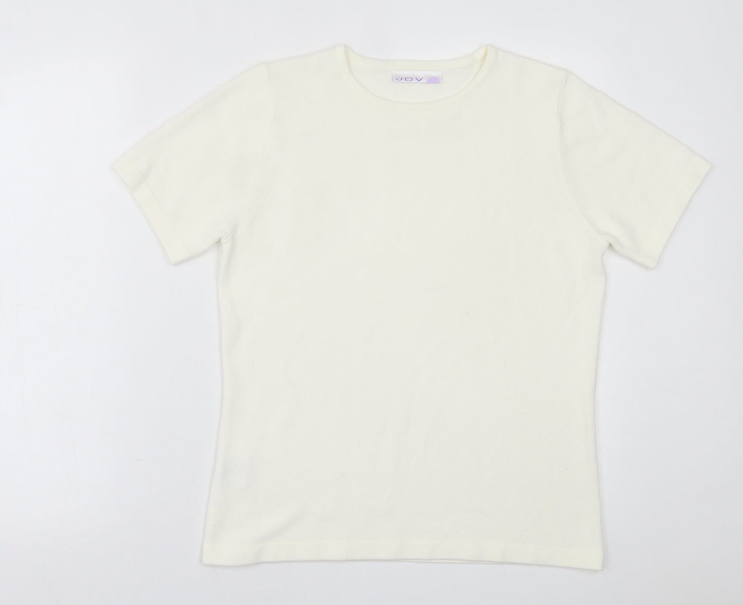 JDV Womens Ivory Crew Neck  Acrylic Pullover Jumper Size 12