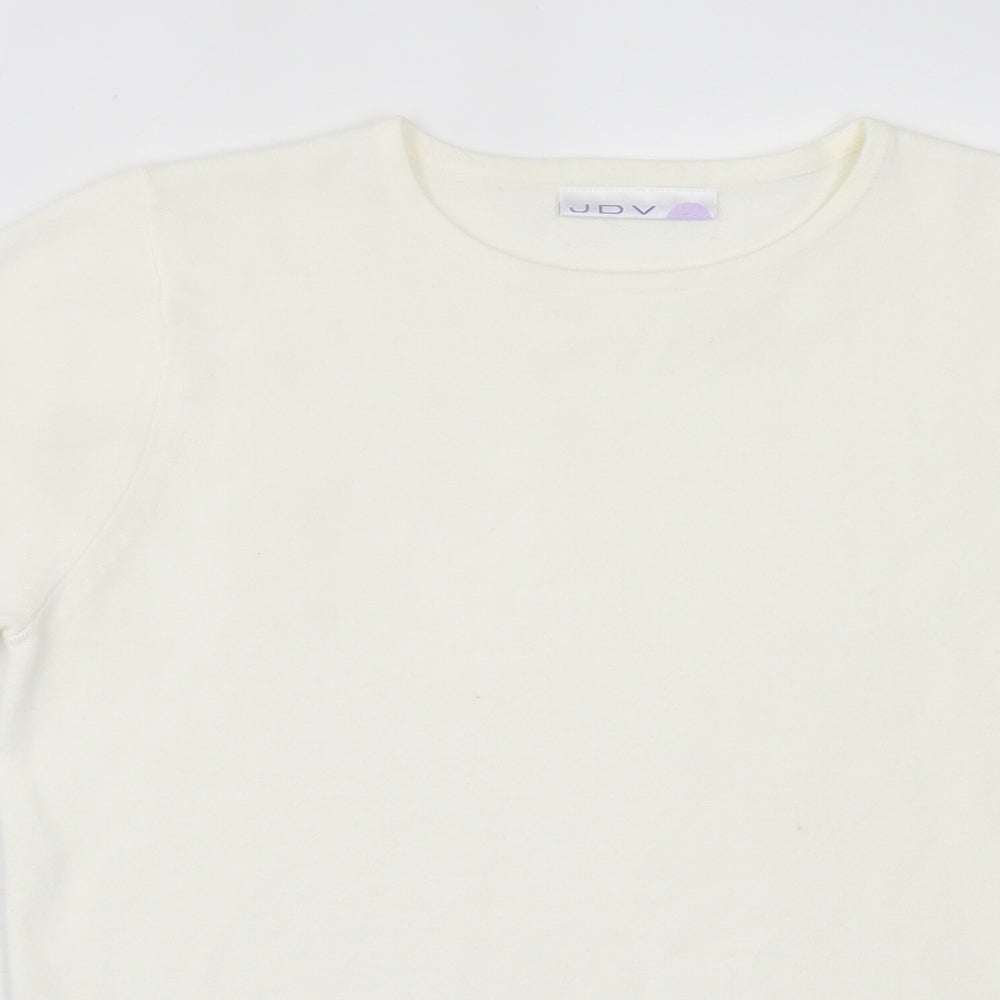 JDV Womens Ivory Crew Neck  Acrylic Pullover Jumper Size 12