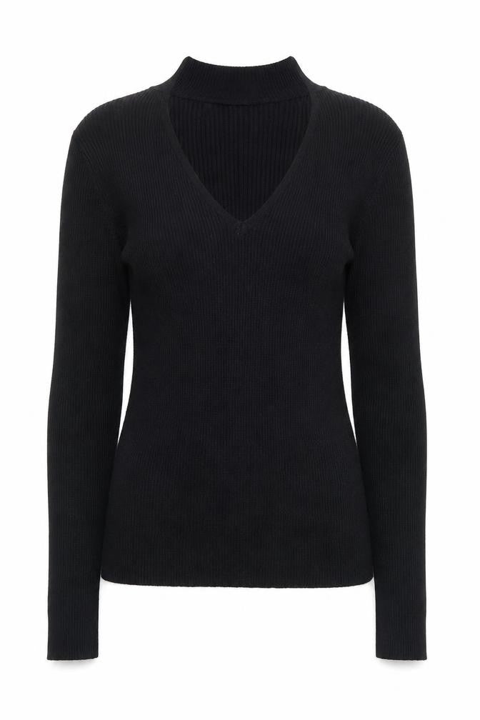 River Island Womens Black Mock Neck  Viscose Pullover Jumper Size 8