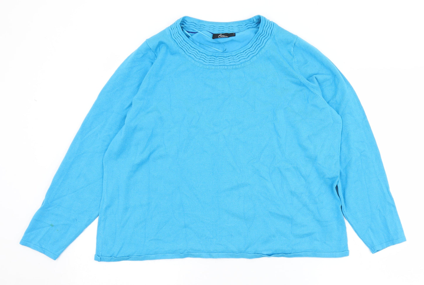 BM Womens Blue Round Neck  Viscose Pullover Jumper Size L