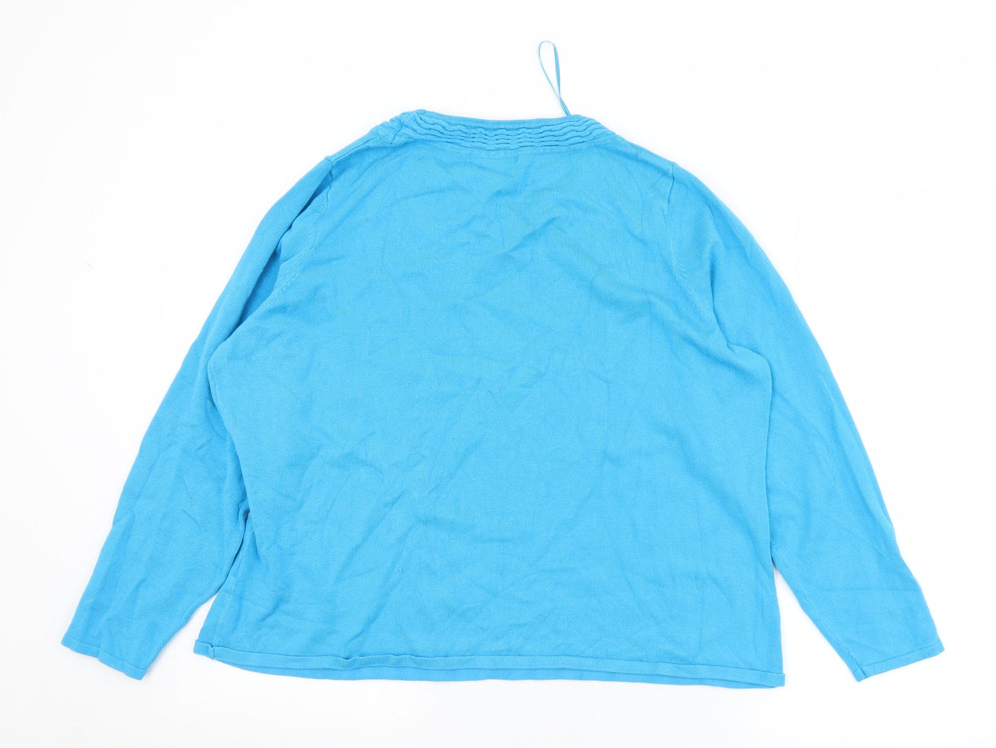 BM Womens Blue Round Neck  Viscose Pullover Jumper Size L