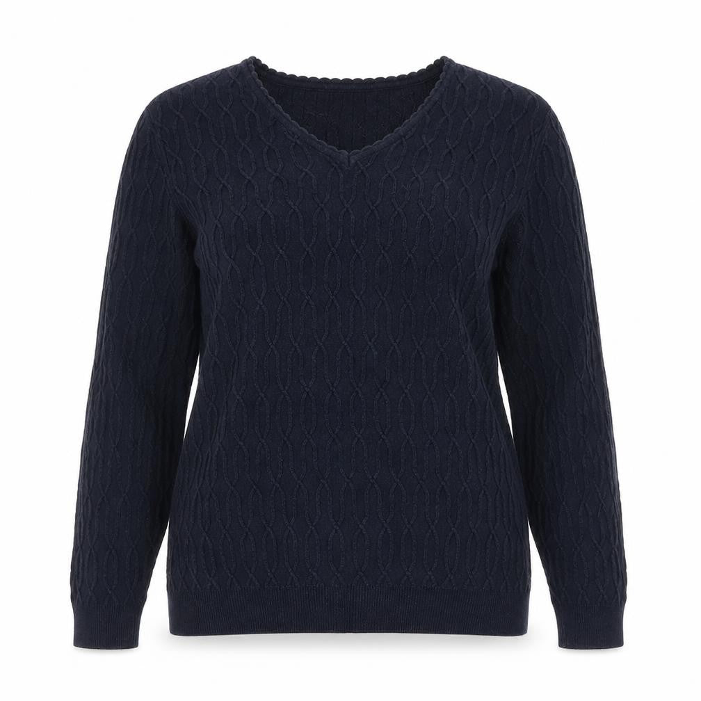 Country Casuals Womens Black V-Neck Cotton Pullover Jumper Size M
