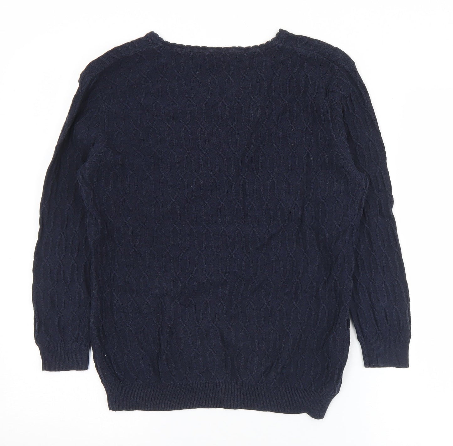 CC Womens Black V-Neck  Cotton Pullover Jumper Size M