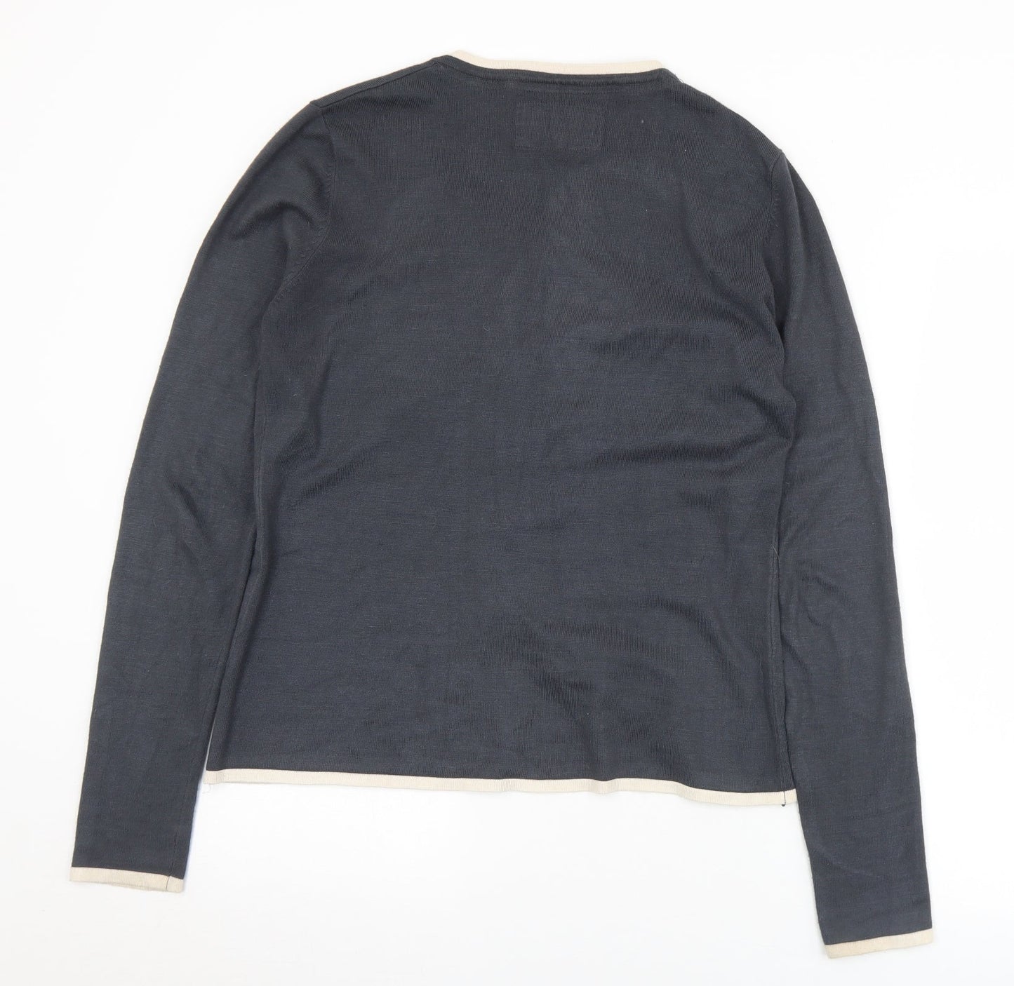 Ness Womens Grey Scoop Neck  Viscose Cape Jumper Size L