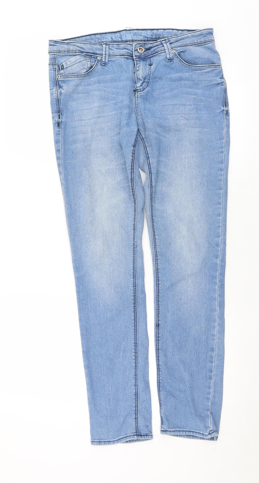 Bullhead Denim Co. Womens Blue  Cotton Skinny Jeans Size 10 L29 in Regular Button