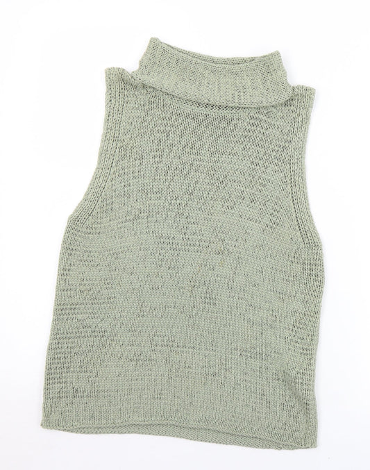 Princples Womens Green Roll Neck  Acrylic Vest Jumper Size 18