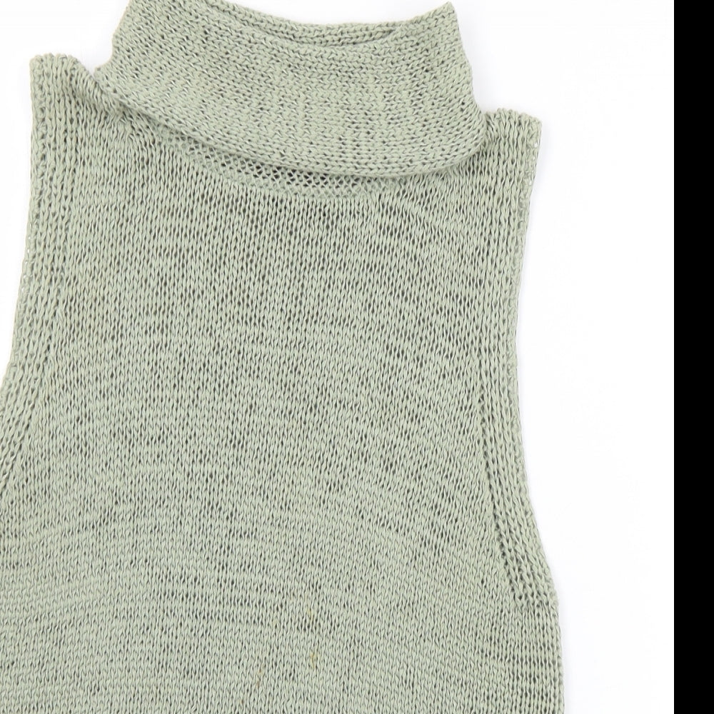 Princples Womens Green Roll Neck  Acrylic Vest Jumper Size 18