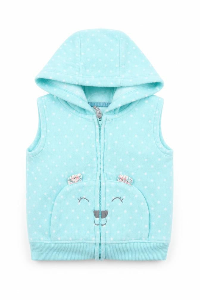 Carters Girls Green Polka Dot  Gilet Jacket Size 12 Months   Zip