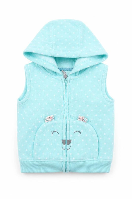 Carters Girls Green Polka Dot  Gilet Jacket Size 12 Months   Zip