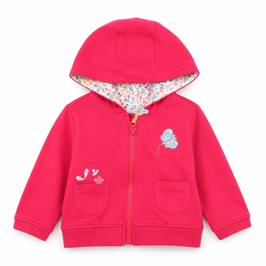 Peacocks Girls Pink Floral Cotton Full Zip Jumper Size 0-3 Months  Zip - Flowers