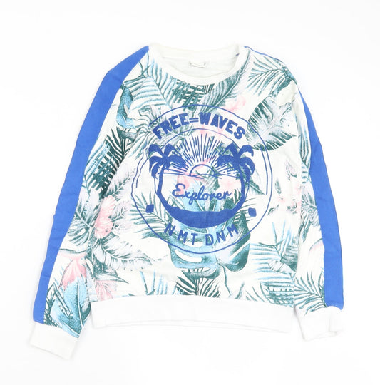 name it Girls Multicoloured Floral Cotton Pullover Sweatshirt Size 11-12 Years   - Waves