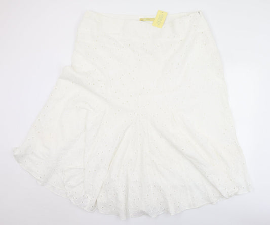 Agenda Womens White  Polyester Flare Skirt Size 44   Zip