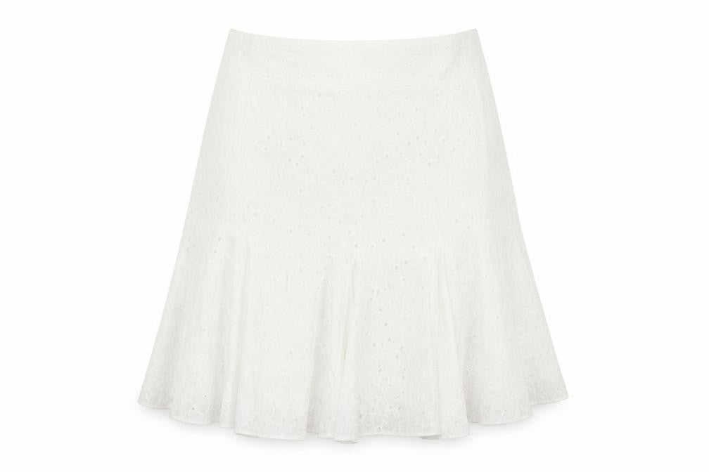 Agenda Womens White  Polyester Flare Skirt Size 44   Zip