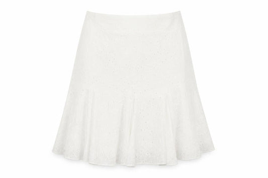 Agenda Womens White  Polyester Flare Skirt Size 44   Zip
