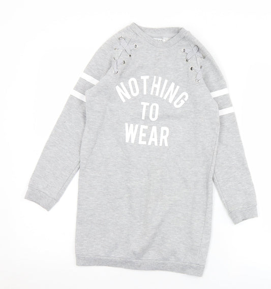 Primark Girls Grey  Polyester Pullover Sweatshirt Size 9-10 Years   - Nothing to Wear