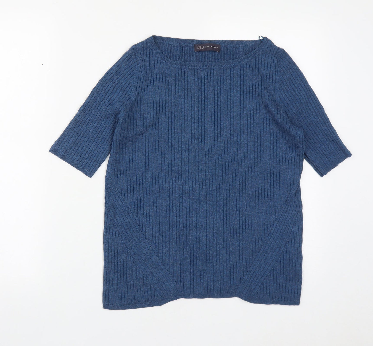 Marks and Spencer Womens Blue Round Neck  Viscose Pullover Jumper Size 16