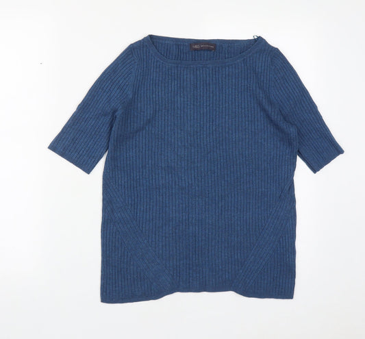 Marks and Spencer Womens Blue Round Neck  Viscose Pullover Jumper Size 16
