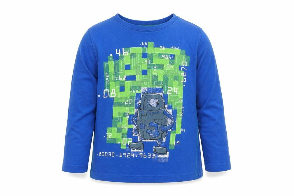 F&F Boys Blue  Cotton Basic Casual Size 4-5 Years Round Neck  - Robot Print