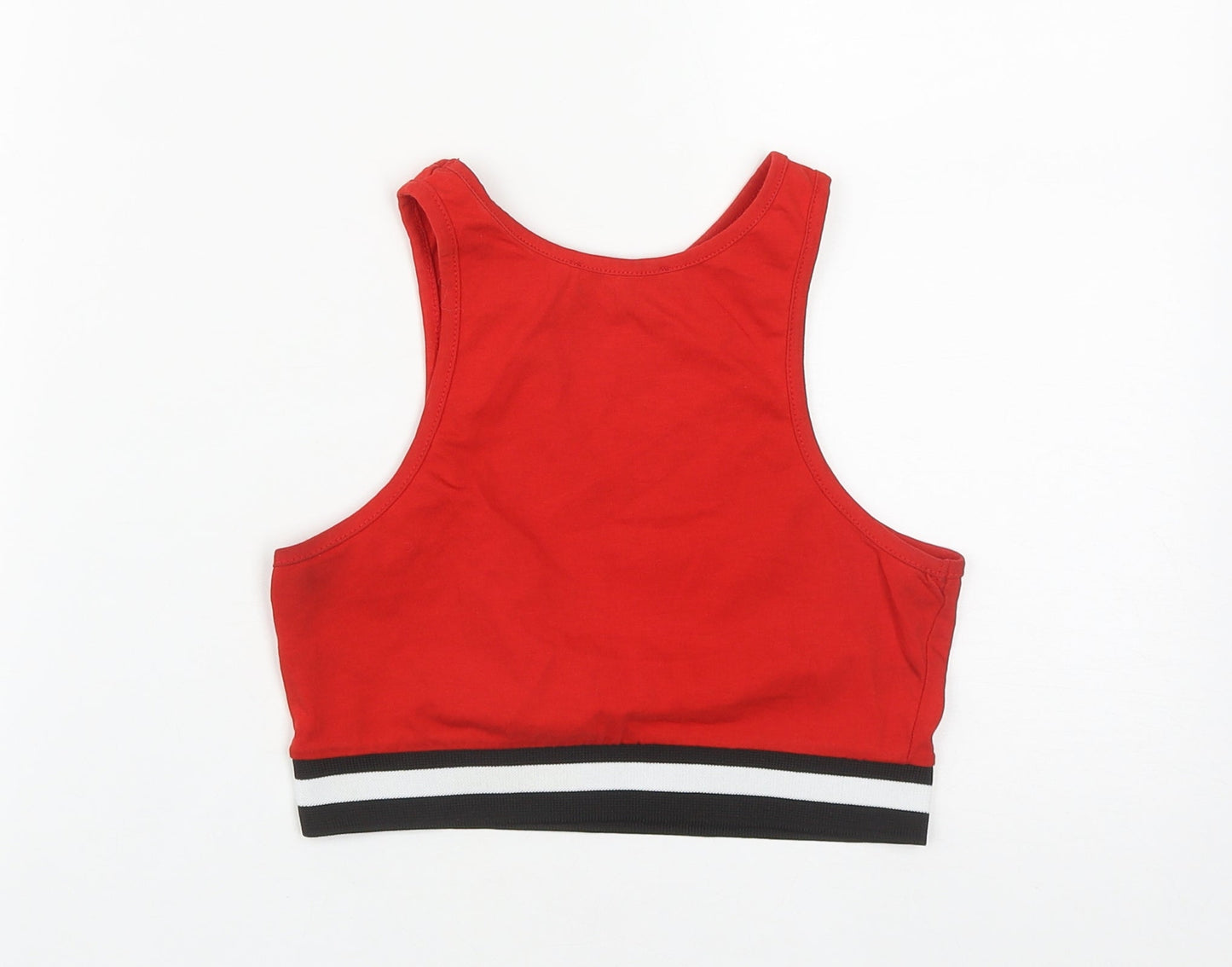 New Look Womens Red  Cotton Cropped Tank Size 8 Round Neck
