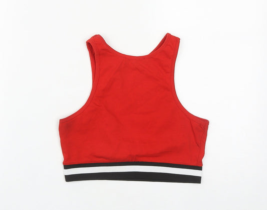 New Look Womens Red  Cotton Cropped Tank Size 8 Round Neck