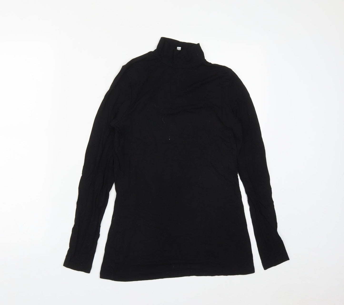 Warehouse Womens Black  Viscose Basic T-Shirt Size 10 High Neck