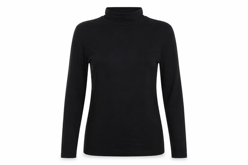 Warehouse Womens Black  Viscose Basic T-Shirt Size 10 High Neck