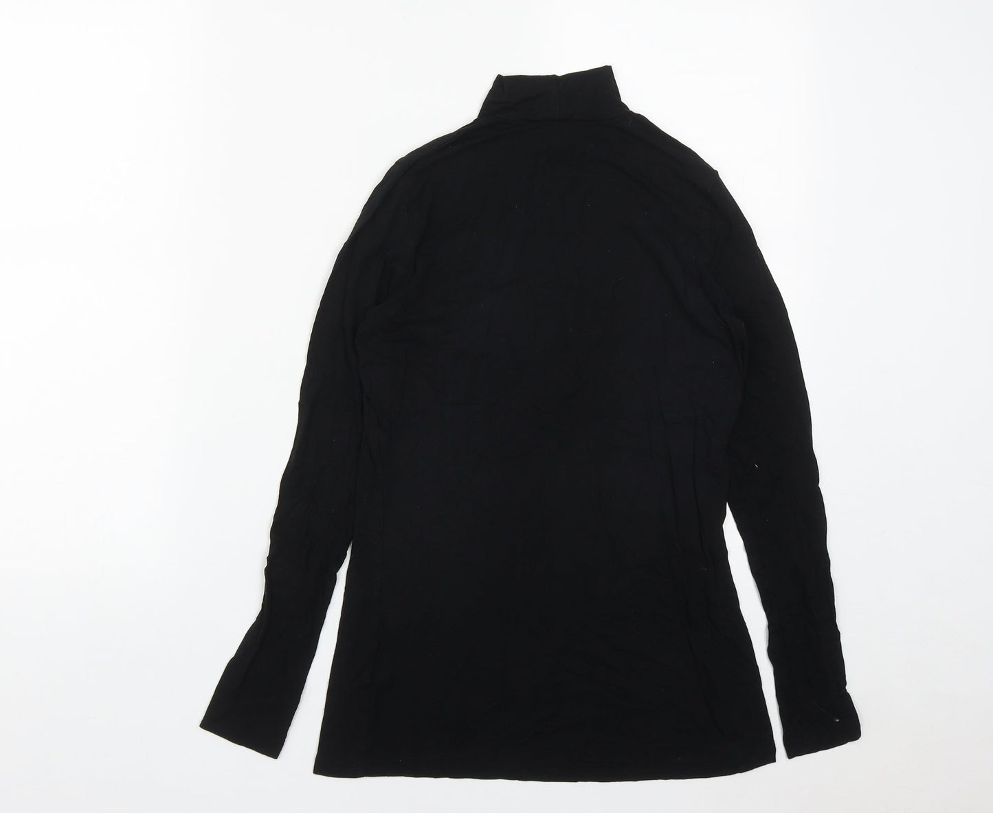 Warehouse Womens Black  Viscose Basic T-Shirt Size 10 High Neck