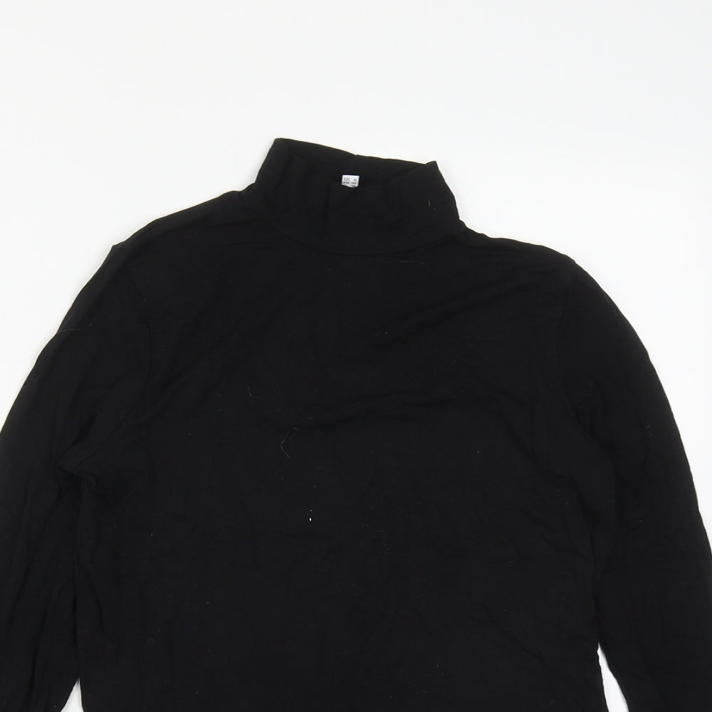 Warehouse Womens Black  Viscose Basic T-Shirt Size 10 High Neck