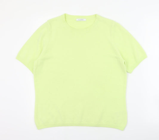 Classic Womens Green Round Neck  Acrylic Pullover Jumper Size 14