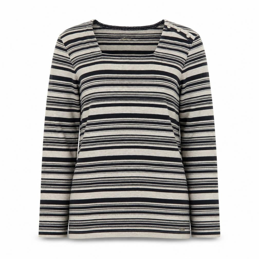 DASH Womens Brown Square Neck Striped Acrylic Pullover Jumper Size 12