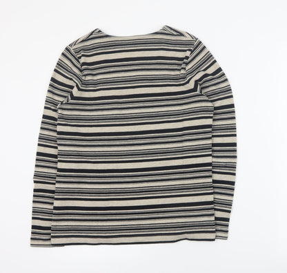 Dash Womens Brown Square Neck Striped Acrylic Pullover Jumper Size 12