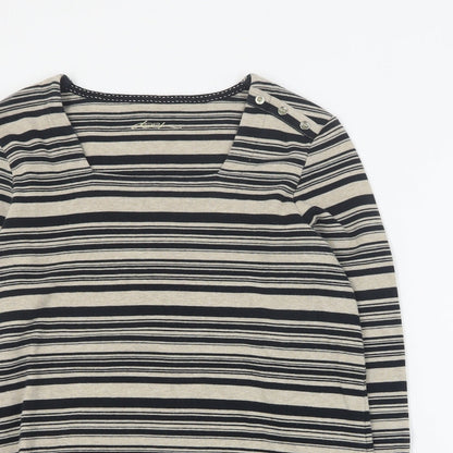 Dash Womens Brown Square Neck Striped Acrylic Pullover Jumper Size 12