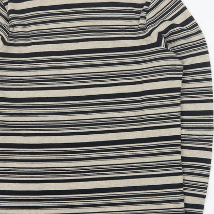 Dash Womens Brown Square Neck Striped Acrylic Pullover Jumper Size 12