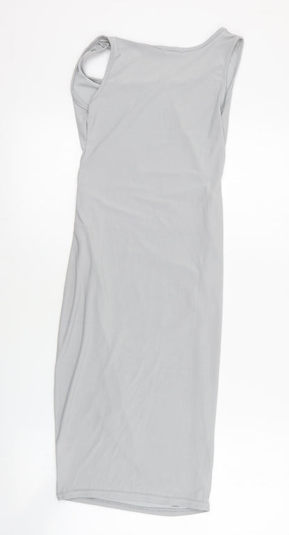 Boohoo Womens Grey  Polyester Bodycon  Size 8  Square Neck Pullover