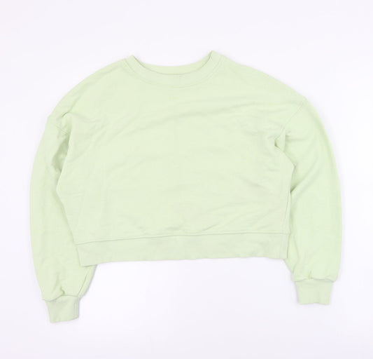 Pull & Bear Womens Green  Polyester Pullover Sweatshirt Size S  Pullover - Cropped