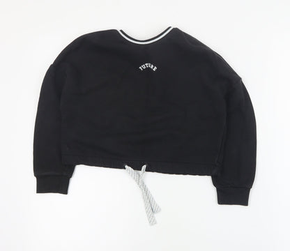 Marks & Spencer Girls Black  Cotton Pullover Sweatshirt Size 7-8 Years  Pullover - Cropped