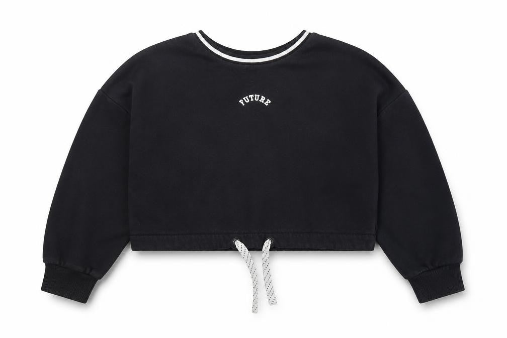 Marks & Spencer Girls Black  Cotton Pullover Sweatshirt Size 7-8 Years  Pullover - Cropped