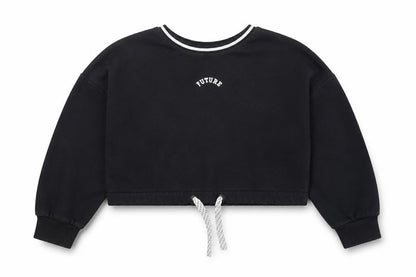 Marks & Spencer Girls Black  Cotton Pullover Sweatshirt Size 7-8 Years  Pullover - Cropped