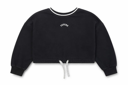 Marks & Spencer Girls Black  Cotton Pullover Sweatshirt Size 7-8 Years  Pullover - Cropped