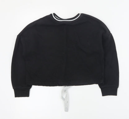 Marks & Spencer Girls Black  Cotton Pullover Sweatshirt Size 7-8 Years  Pullover - Cropped