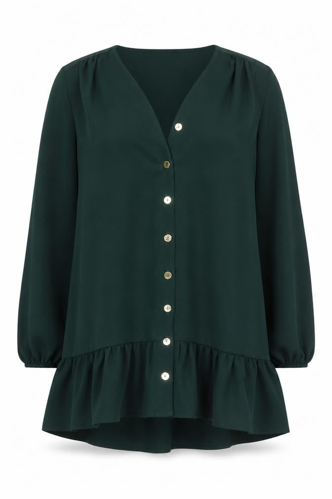 New Look Womens Green  Polyester Shift  Size 8  V-Neck Button