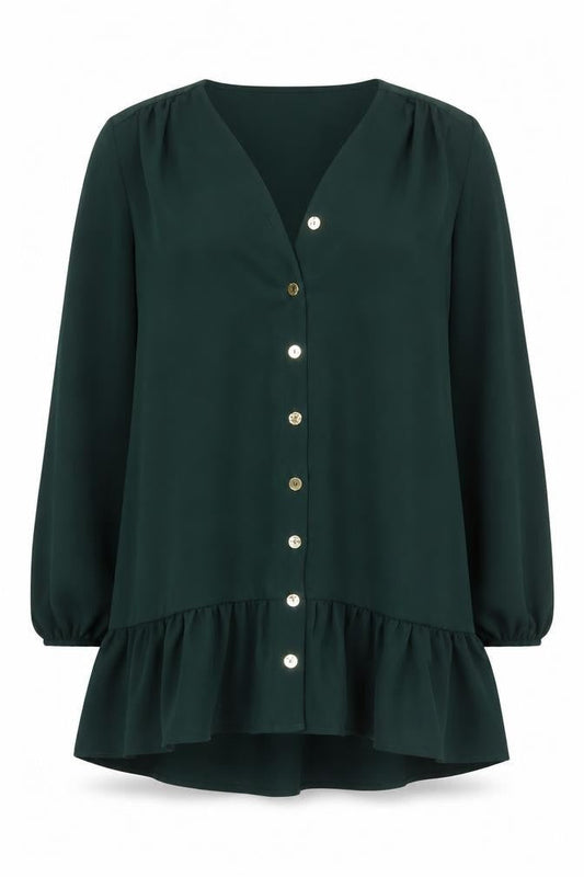 New Look Womens Green  Polyester Shift  Size 8  V-Neck Button