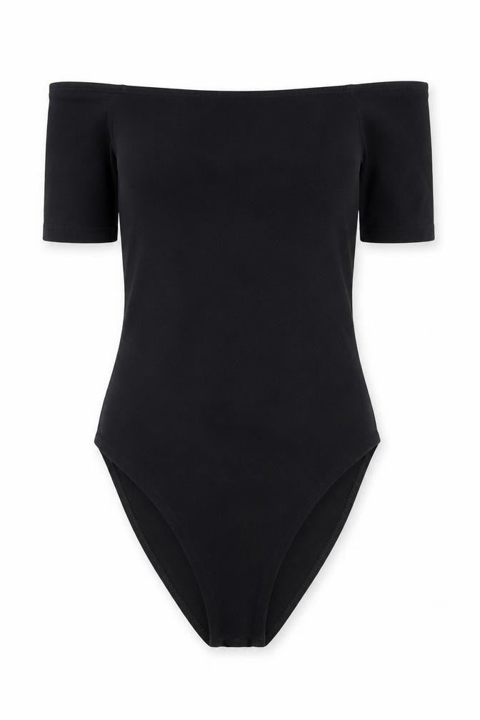 Miss Selfridge Womens Black  Cotton Bodysuit One-Piece Size 6 L8 in Snap