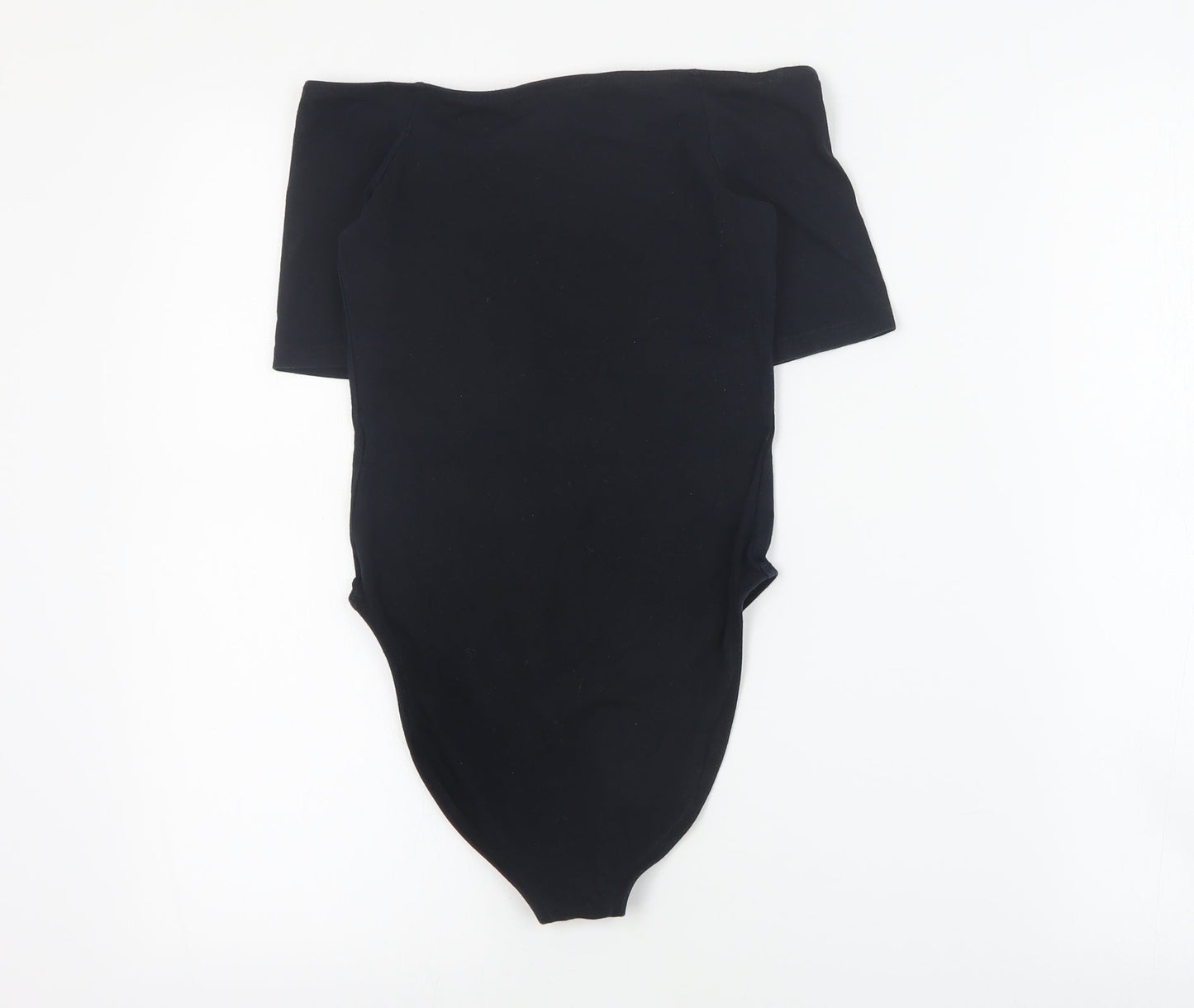 Miss Selfridge Womens Black  Cotton Bodysuit One-Piece Size 6 L8 in Snap