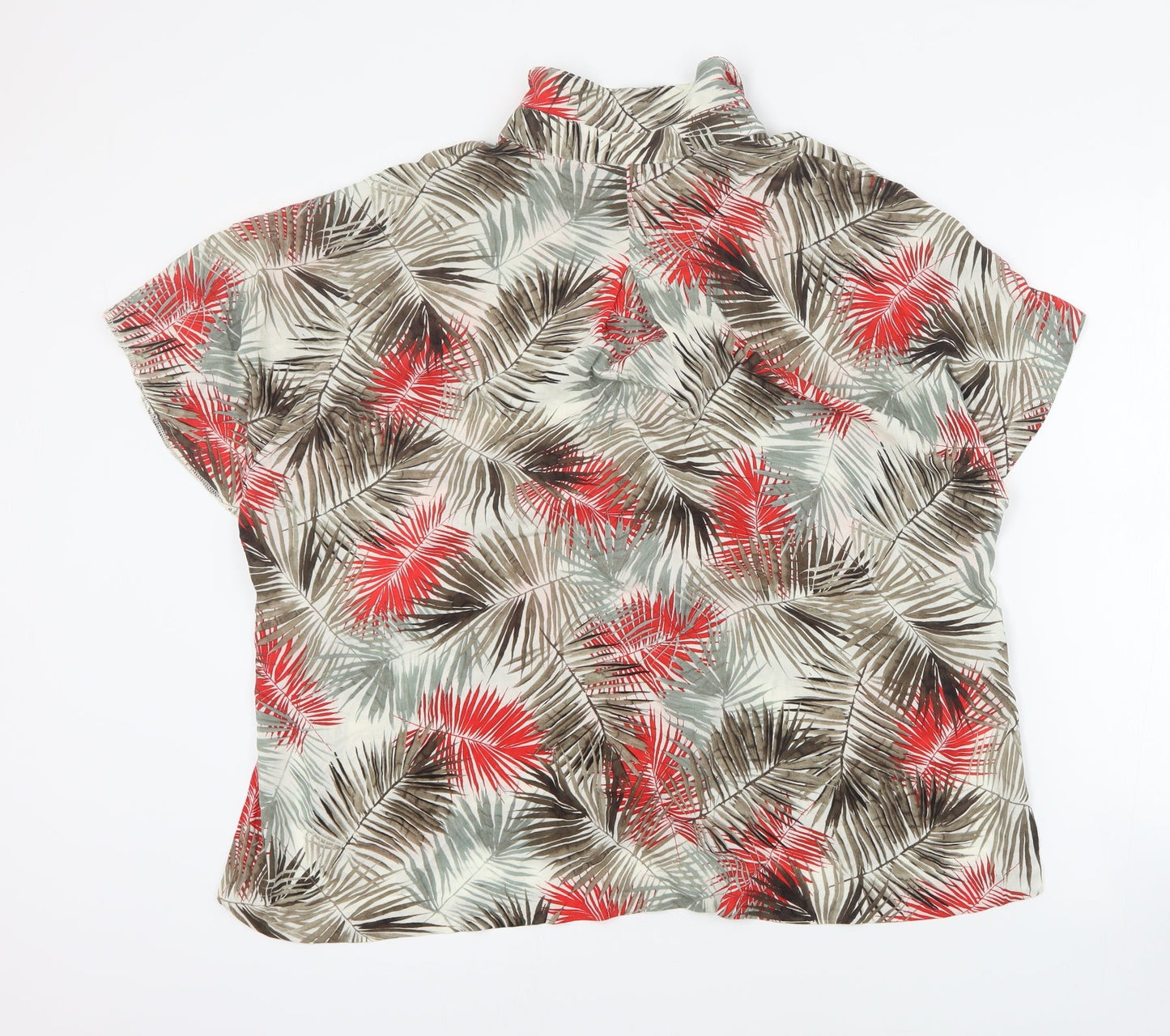 H&M Womens Red Geometric Viscose Basic Blouse Size 8 Collared - Leaf print