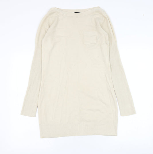 Dorothy Perkins Womens Beige Round Neck  Polyester Pullover Jumper Size 10