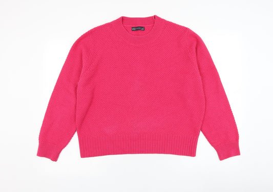 Marks and Spencer Womens Pink Round Neck  Cotton Pullover Jumper Size 16